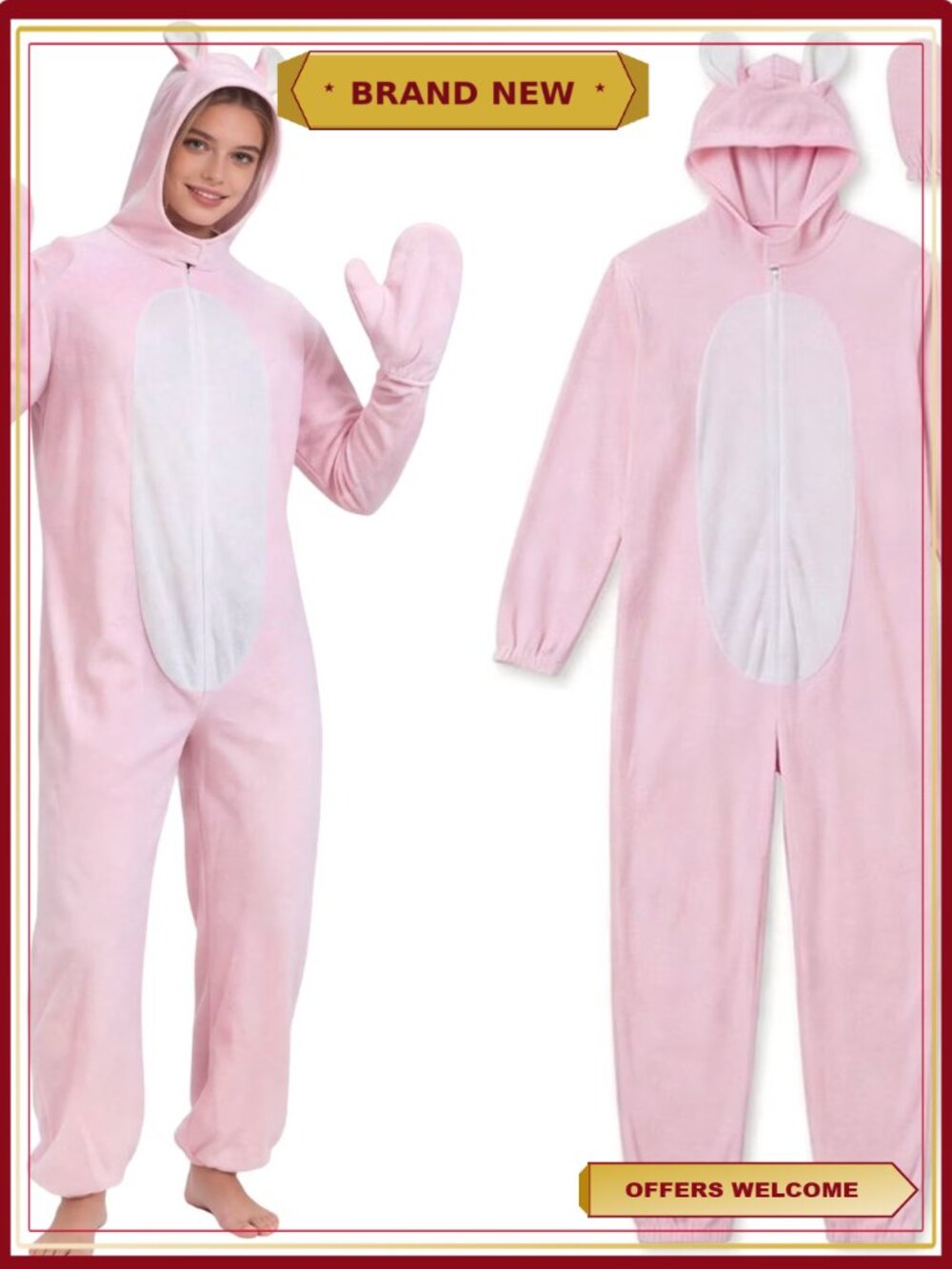 Adult Easter Bunny Costume Rabbit Onesie Pajamas Cosplay Jumpsuit